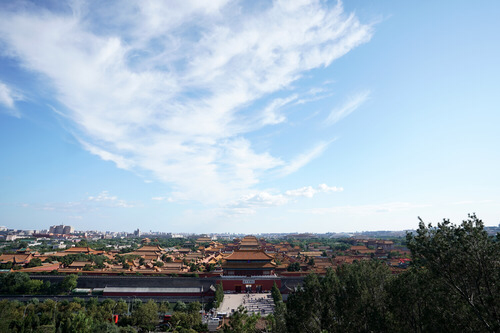 ↑2020年9月3日在景山上拍摄的故宫博物院。新华社记者 鞠焕宗 摄